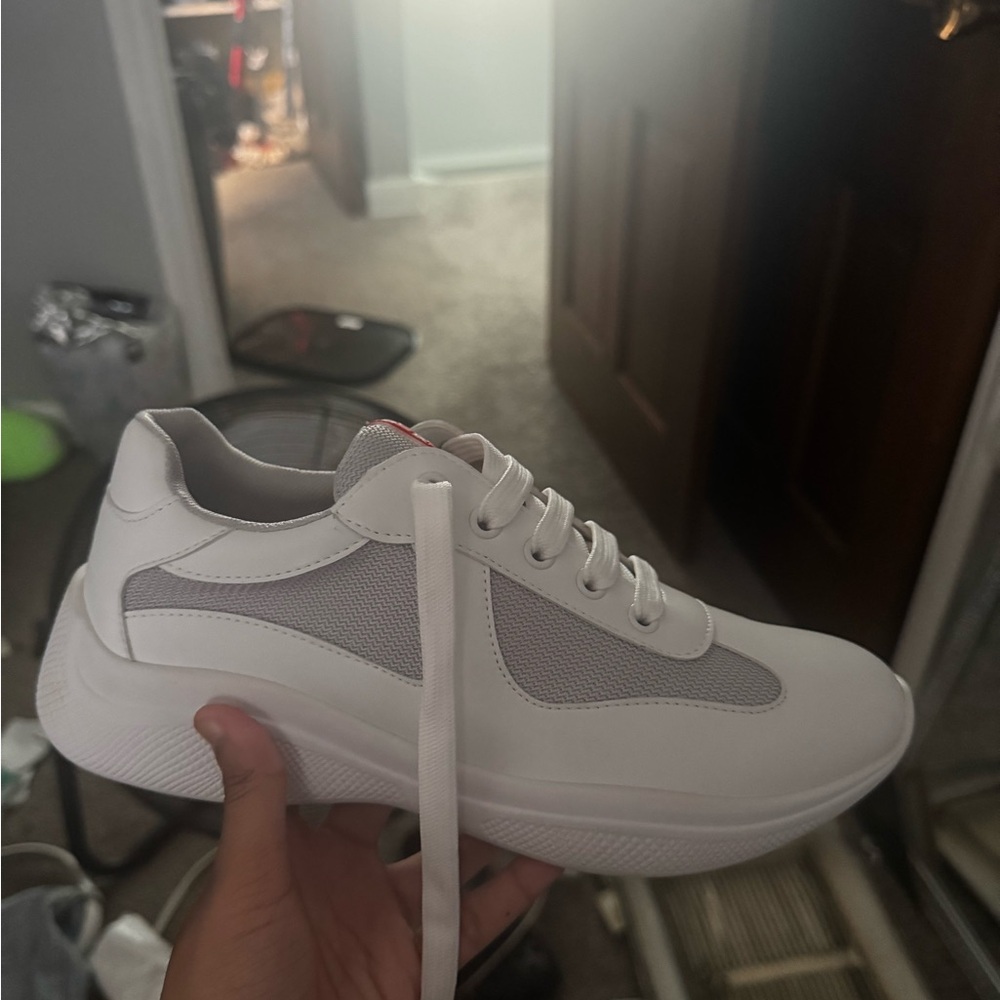Prada White Sneakers Clean Leather Design